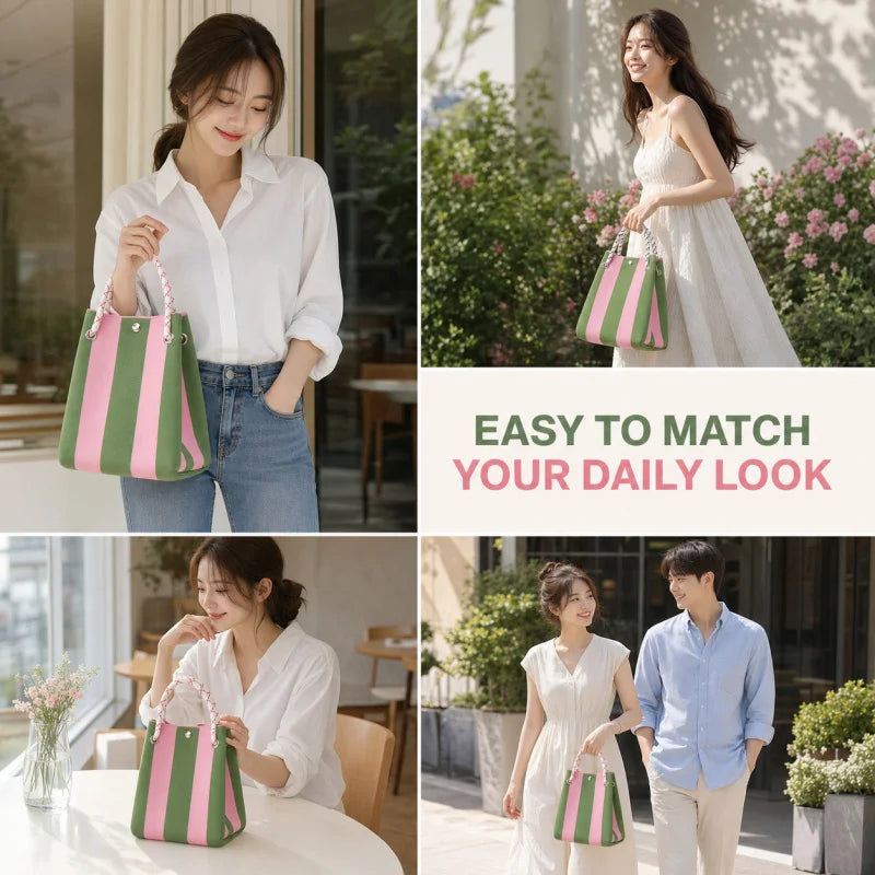 Mini sac en tricot rayé femme – style crochet
