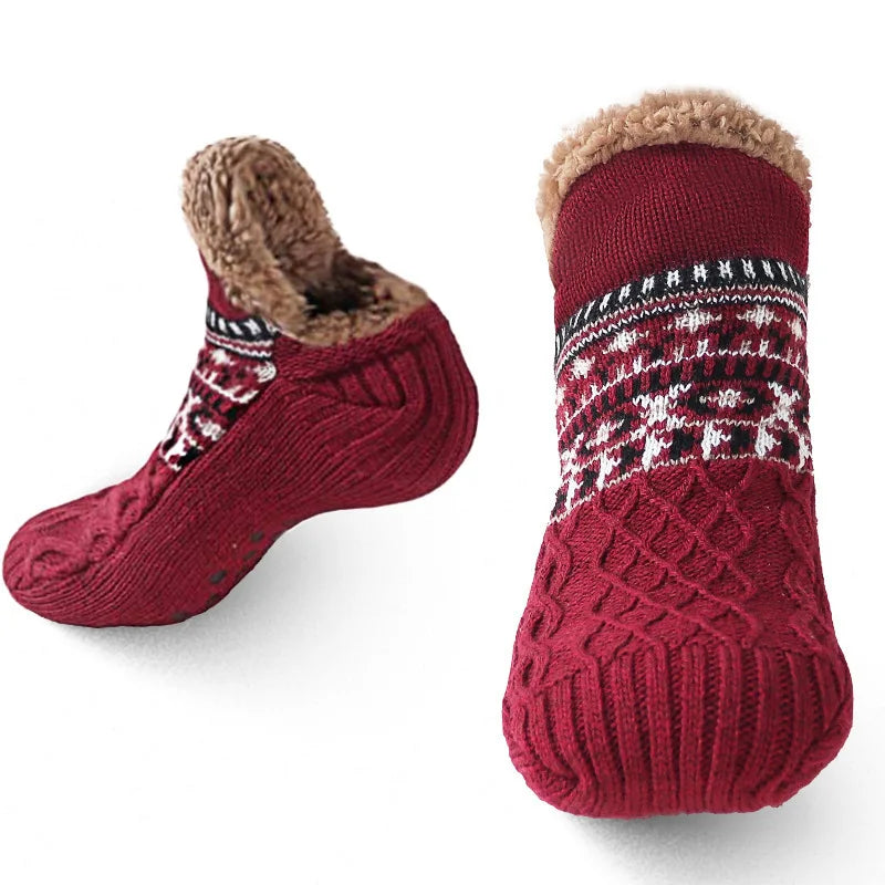 Chaussettes d'intérieur polaires antidérapantes – ultra chaudes