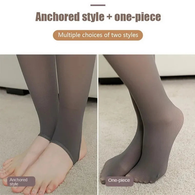 Collant polaire effet peau nue – doublé, taille haute, 3 épaisseurs