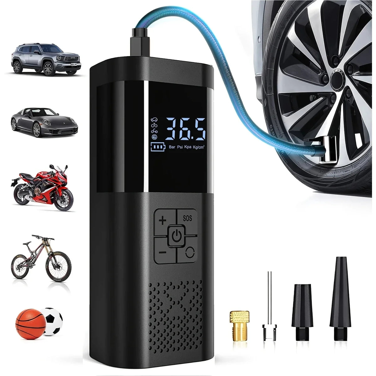Gonfleur de pneus portable sans fil 150 PSI – écran numérique