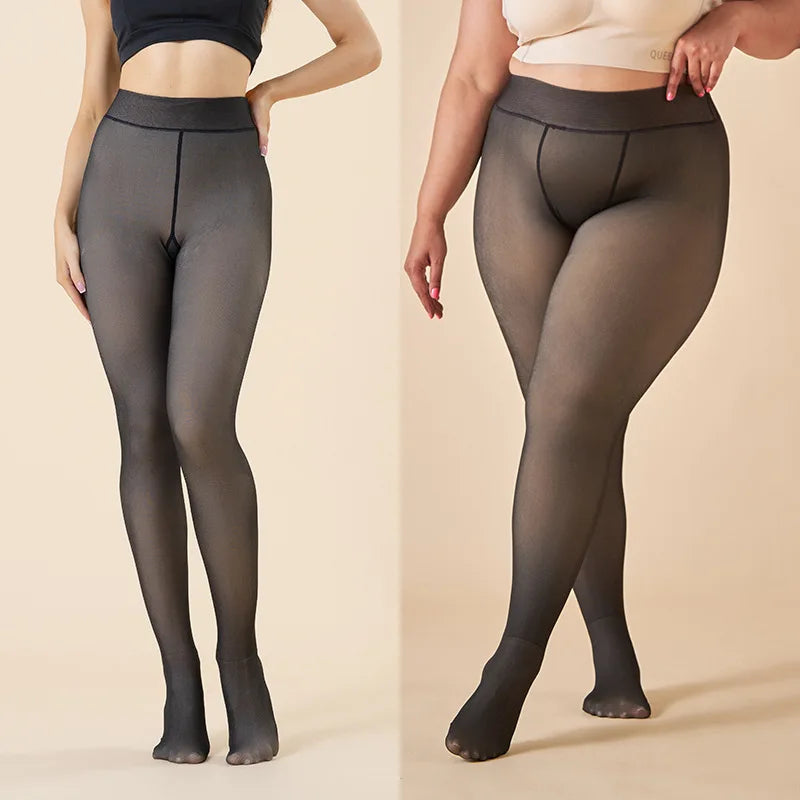 Collant polaire effet peau nue – doublé, taille haute, 3 épaisseurs