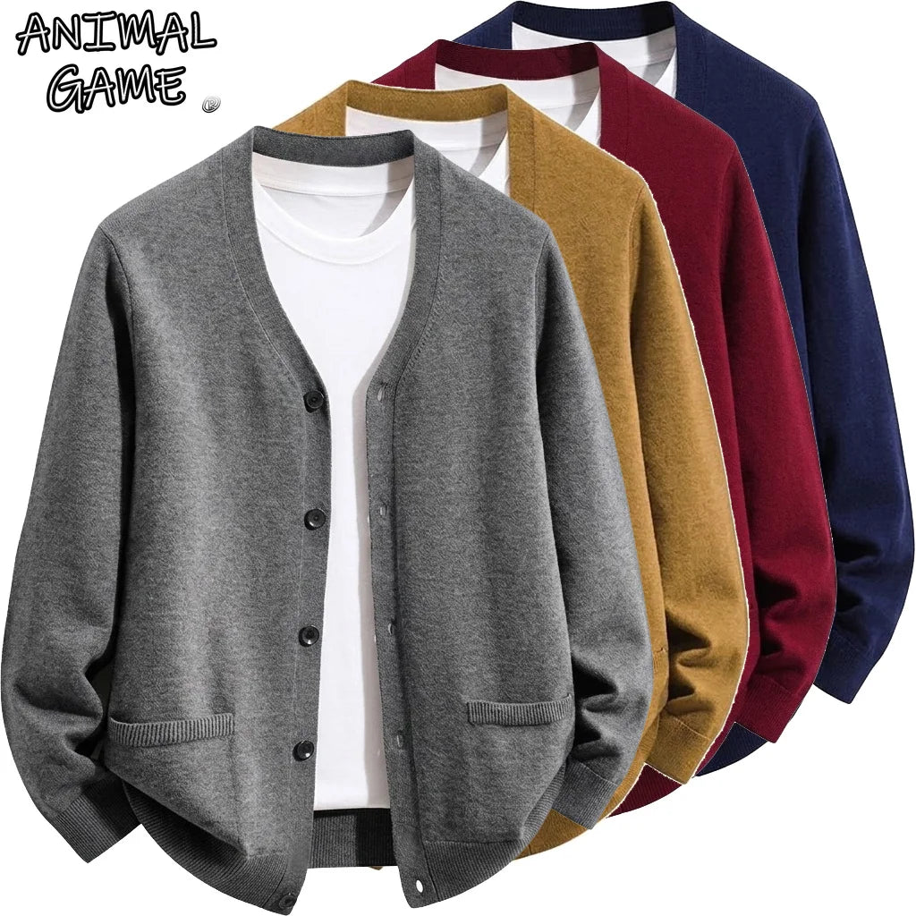 Cardigan homme en maille col V – boutonné