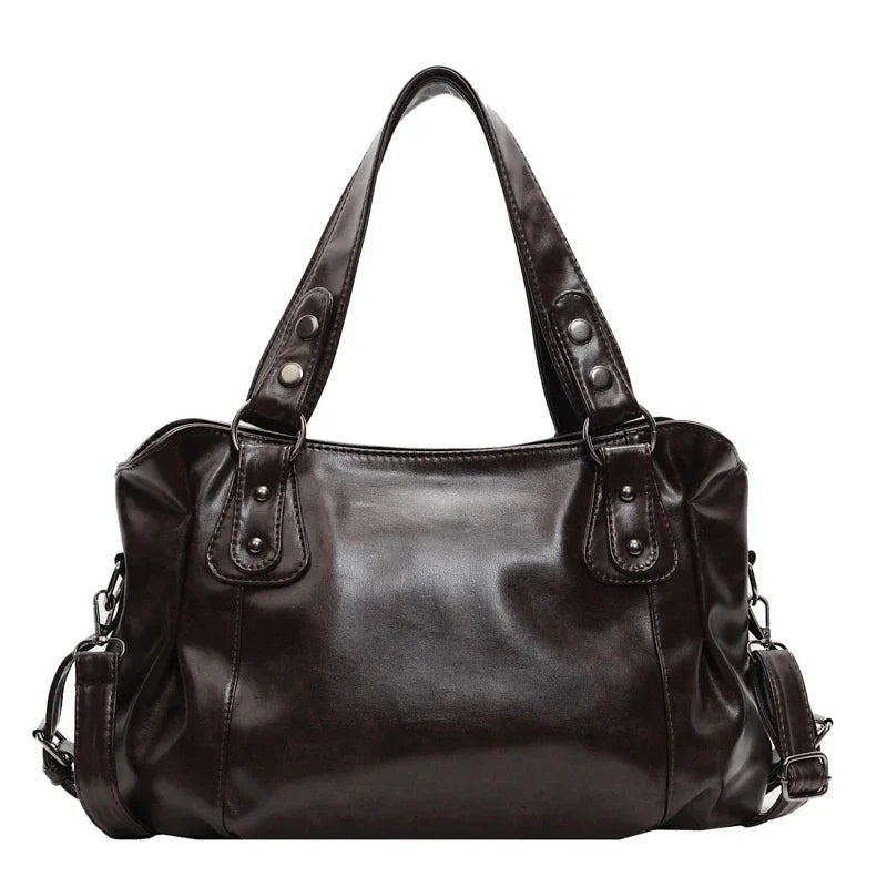 Grand sac porté épaule femme en simili-cuir souple – style rétro