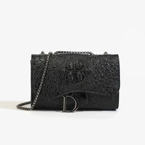 Sac à main femme effet croco à chaîne – soirée et quotidien