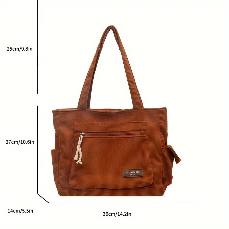 Sac fourre-tout femme en velours côtelé – multi-poches