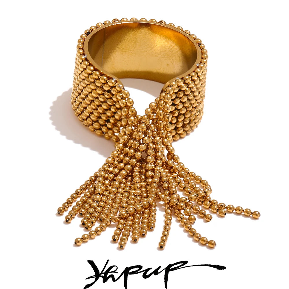 Bague chaîne en acier inoxydable – ajustable, finition dorée