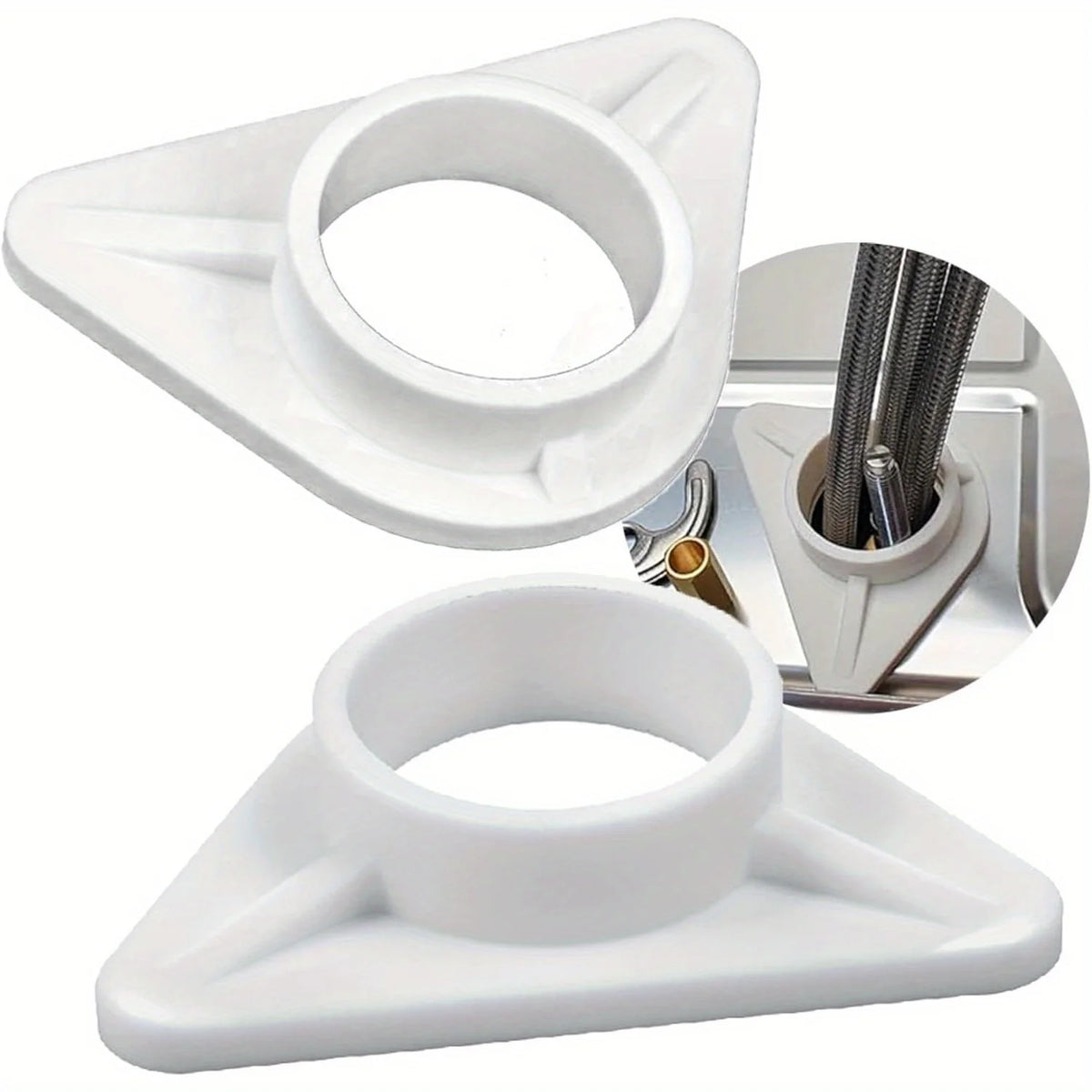 Lot de 2 plaques de renfort pour robinet en inox – trou 34 mm, stabilise le mitigeur