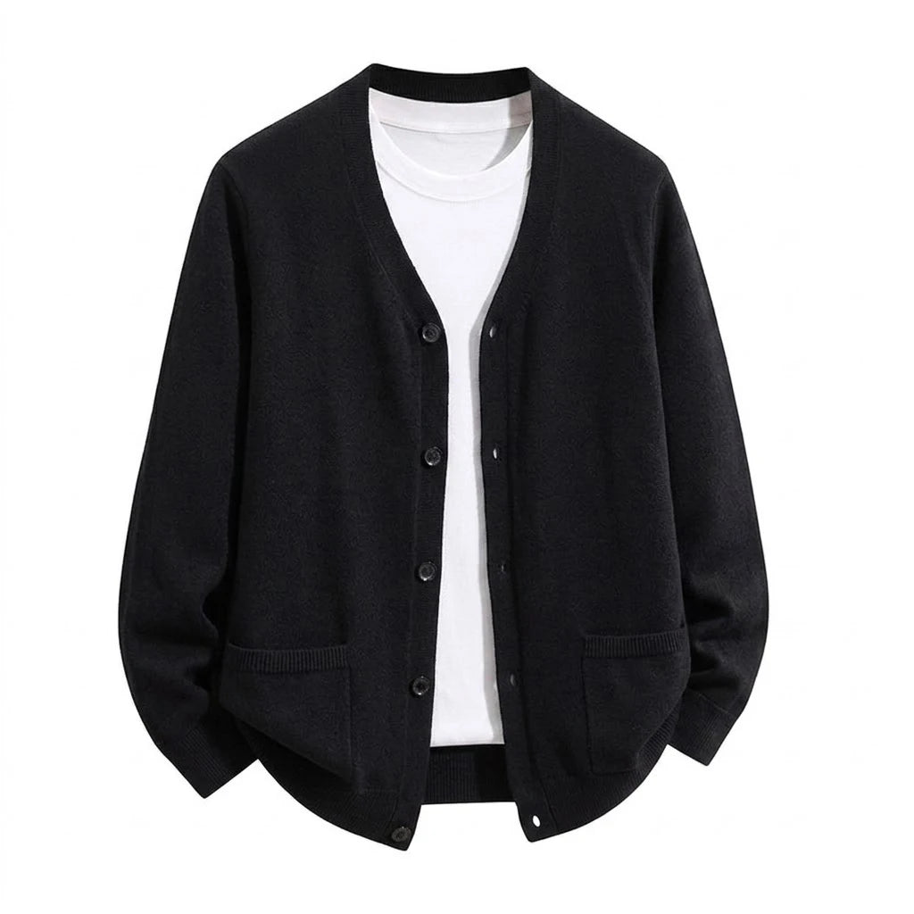 Cardigan homme en maille col V – boutonné