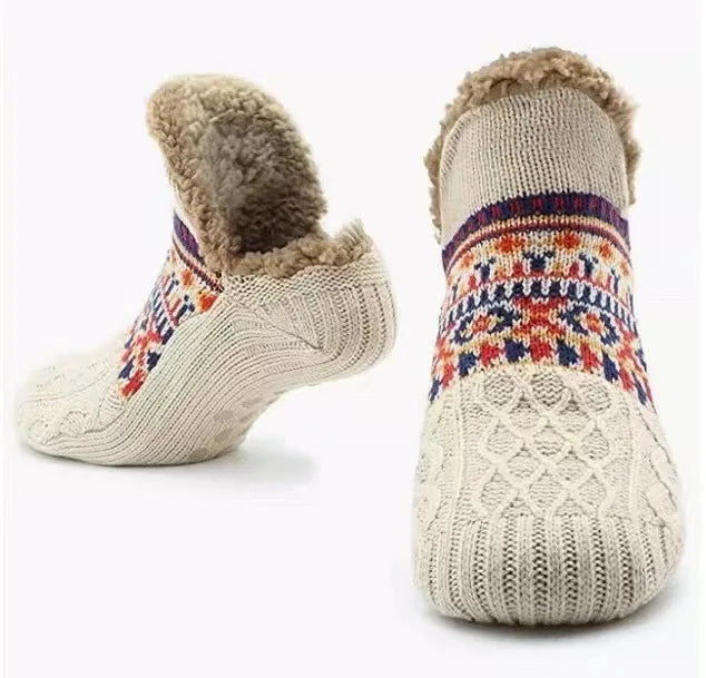 Chaussettes d'intérieur polaires antidérapantes – ultra chaudes