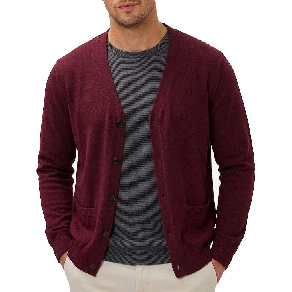 Cardigan homme en maille col V – boutonné