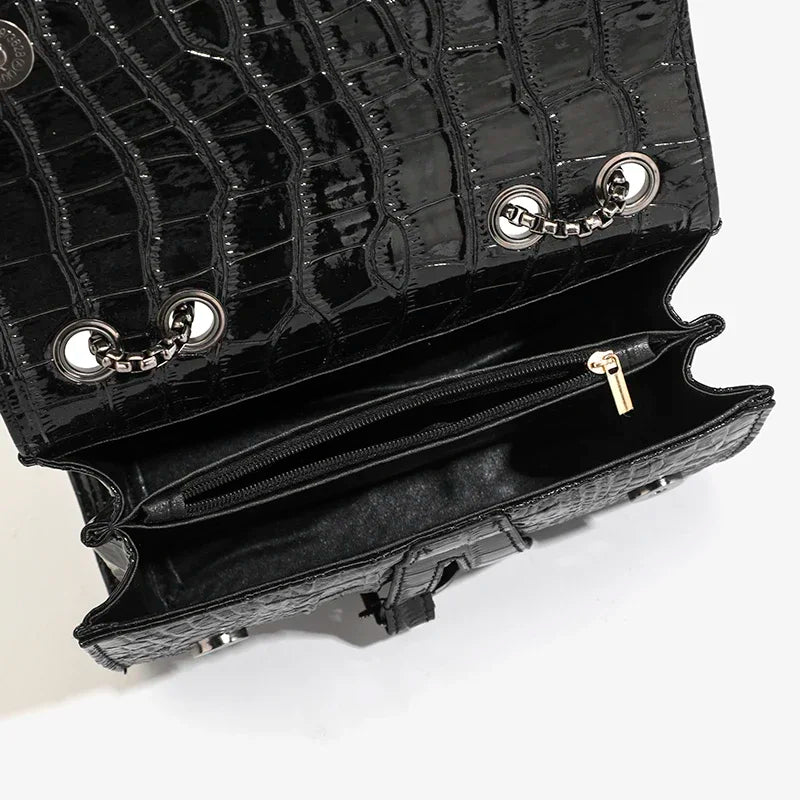Sac à main femme effet croco à chaîne – soirée et quotidien