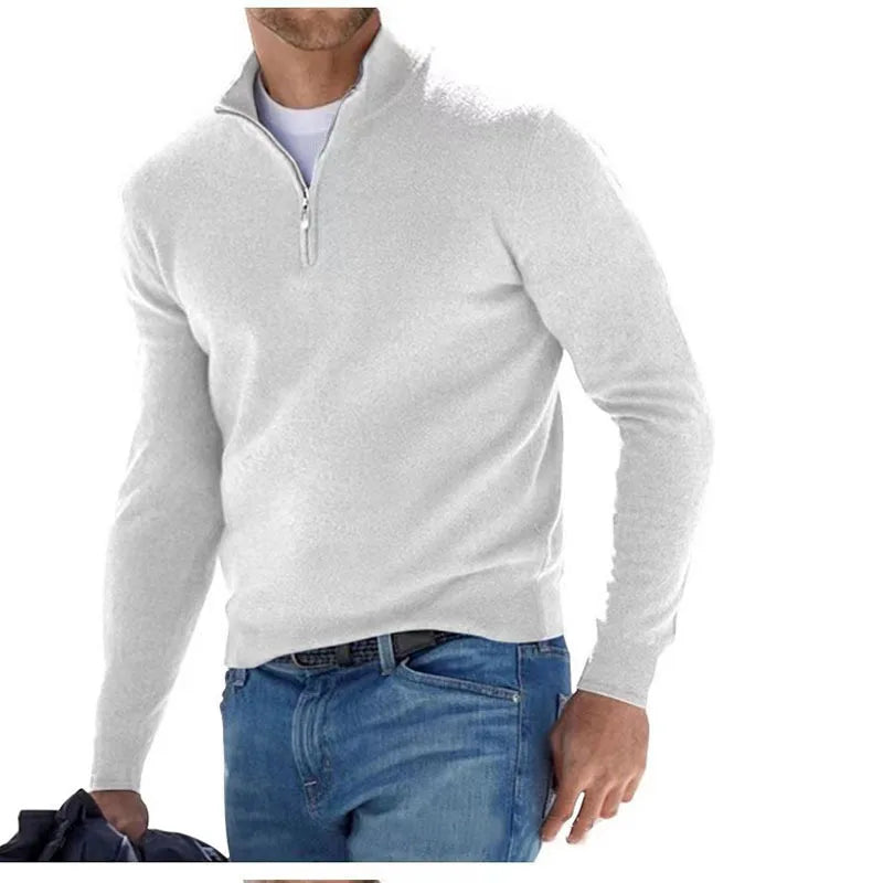 Sweat homme col demi-zip – chaud et uni