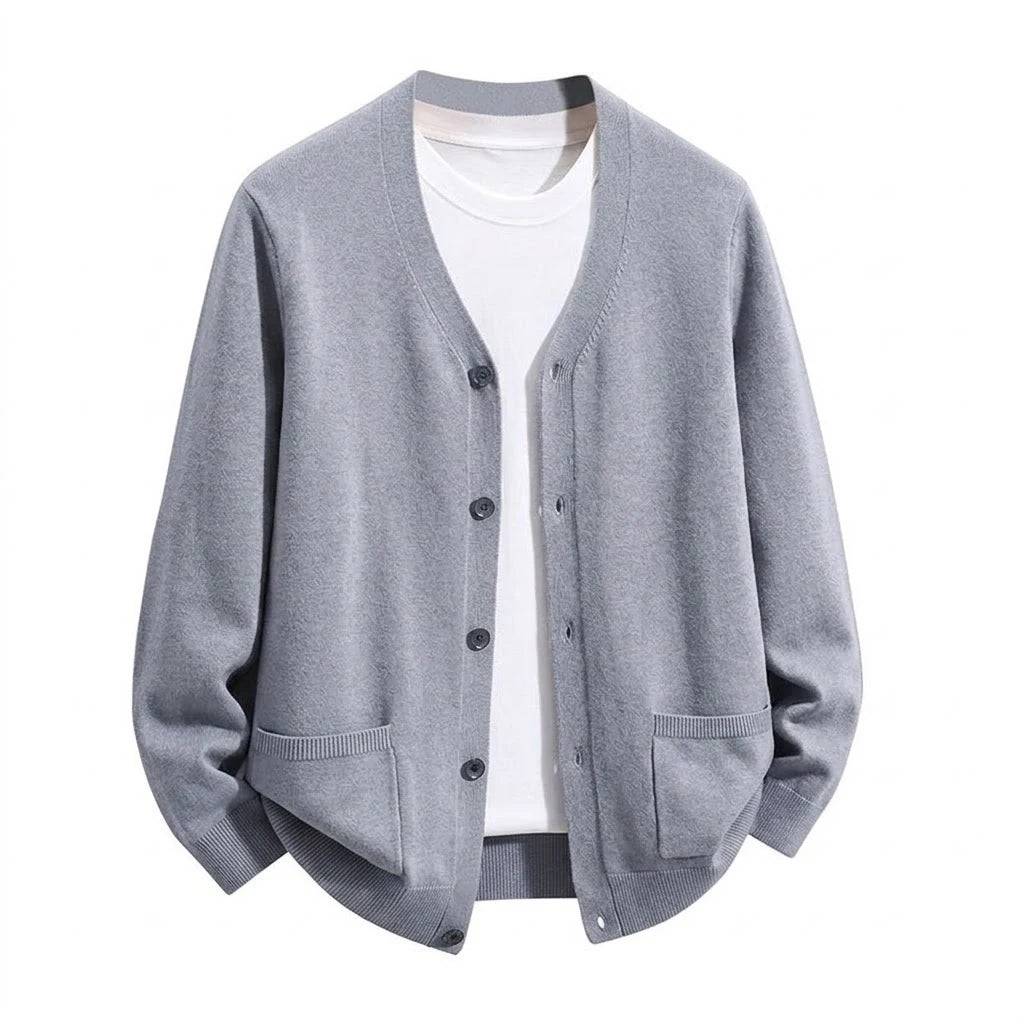 Cardigan homme en maille col V – boutonné