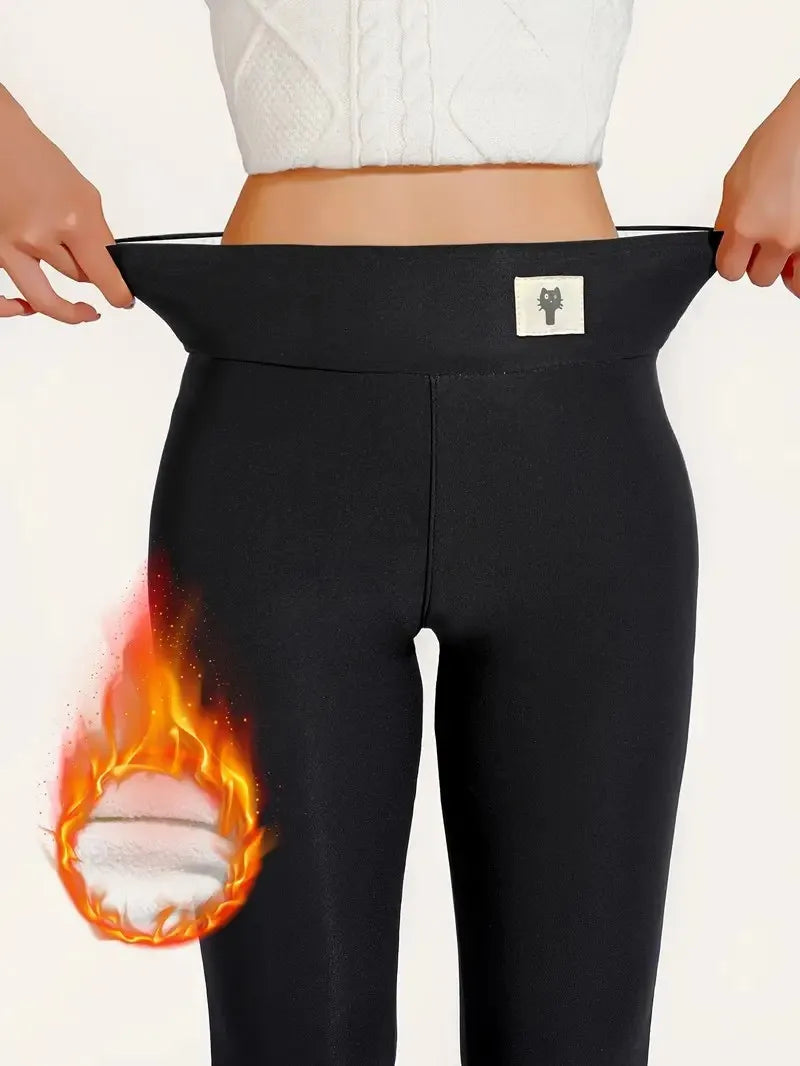 Pantalon jogging femme doublé polaire – taille haute, très chaud