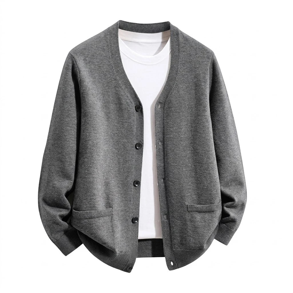 Cardigan homme en maille col V – boutonné