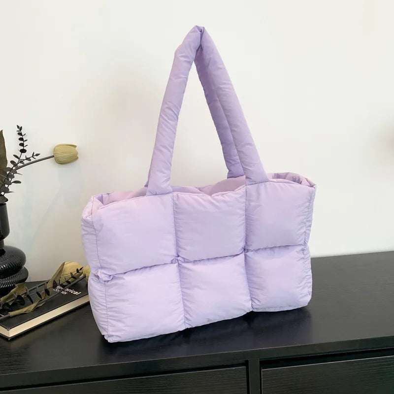 Sac cabas matelassé femme à carreaux – grand format