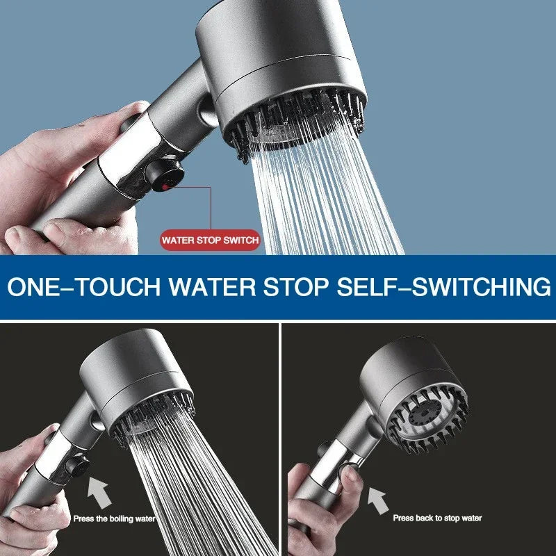 Pommeau de douche haute pression avec filtre – 3 jets et brosse massante