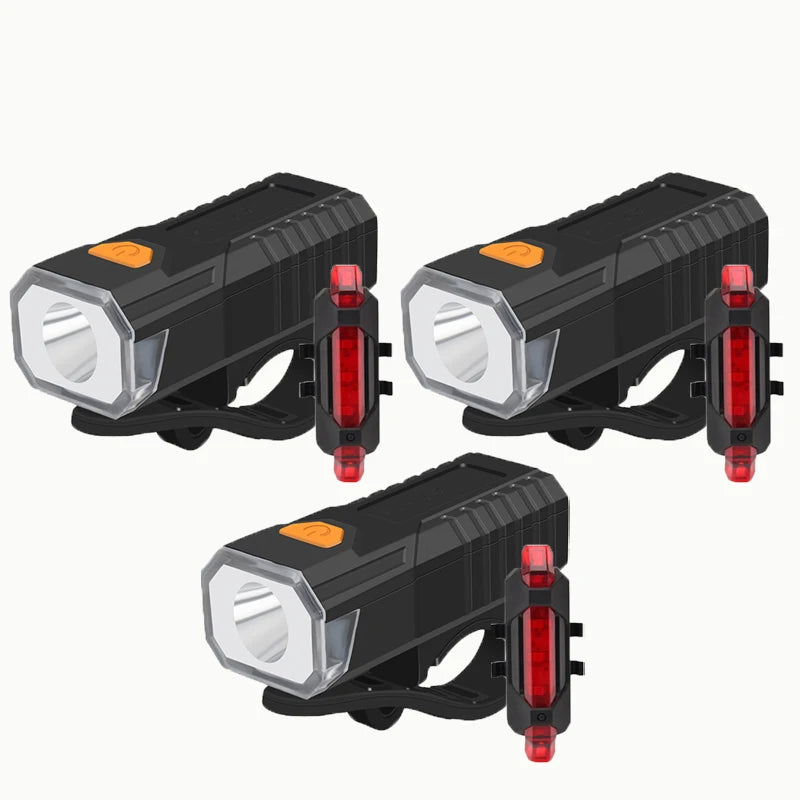 Kit éclairage vélo LED rechargeable – phare avant et feu arrière