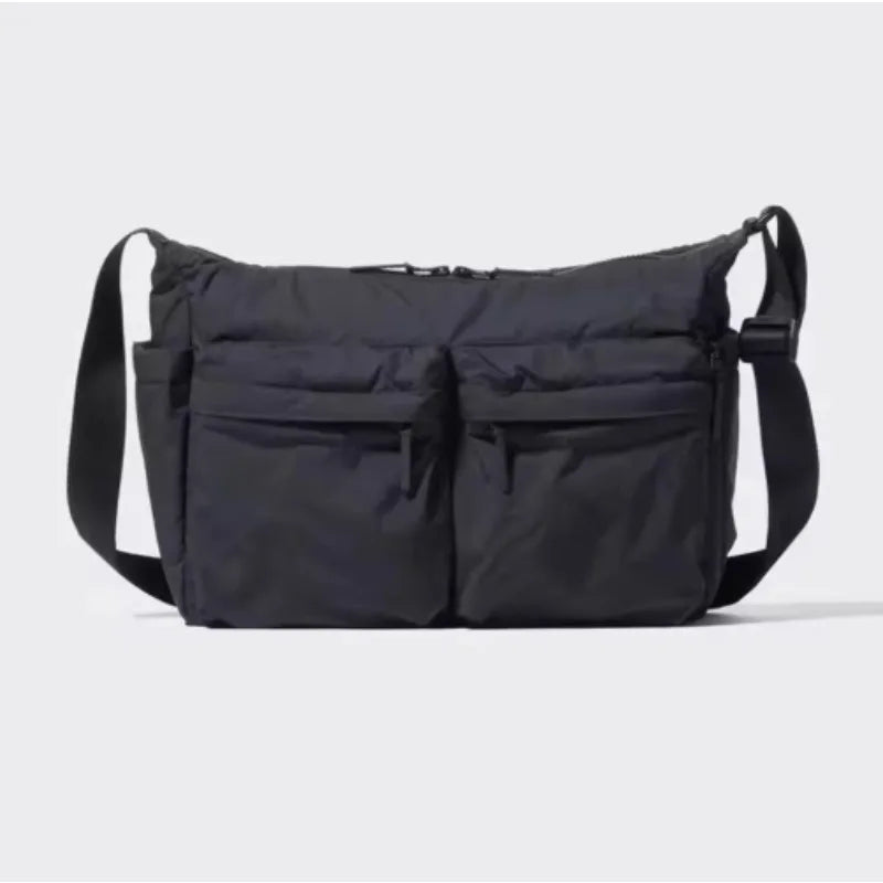 Sac bandoulière femme en nylon – multi-poches, grand format
