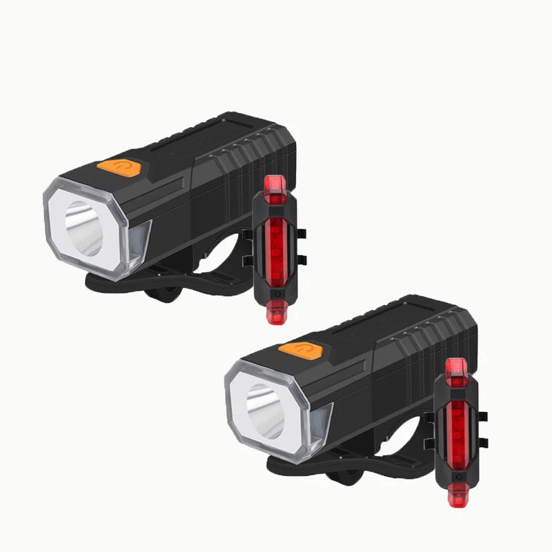 Kit éclairage vélo LED rechargeable – phare avant et feu arrière