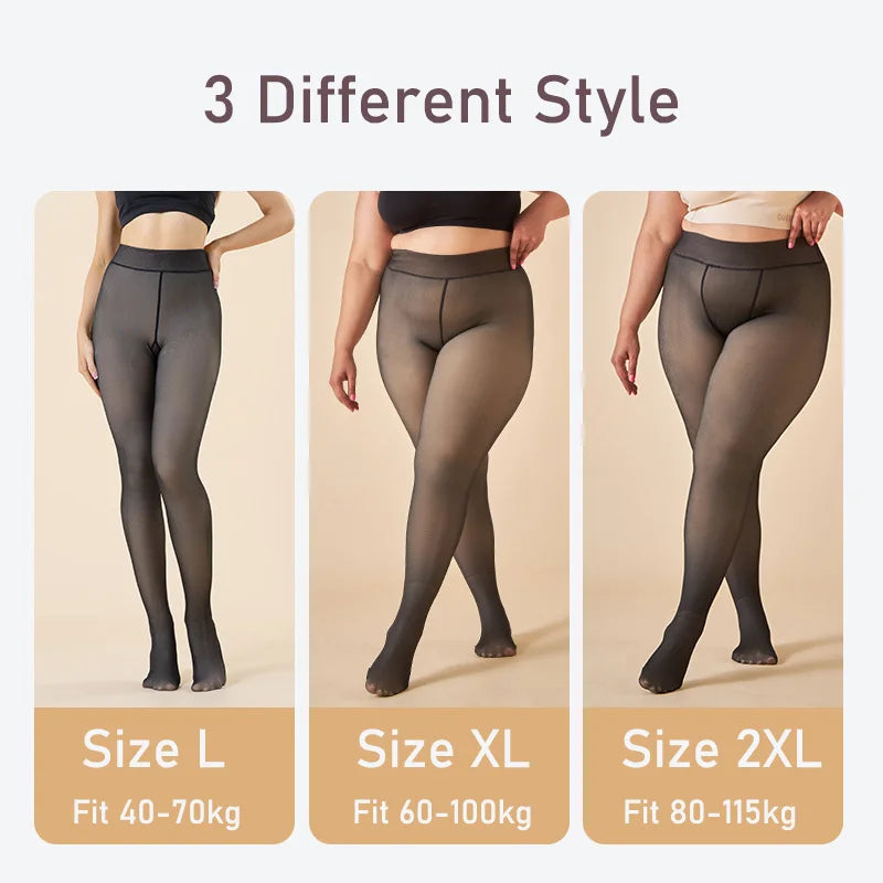 Collant polaire effet peau nue – doublé, taille haute, 3 épaisseurs