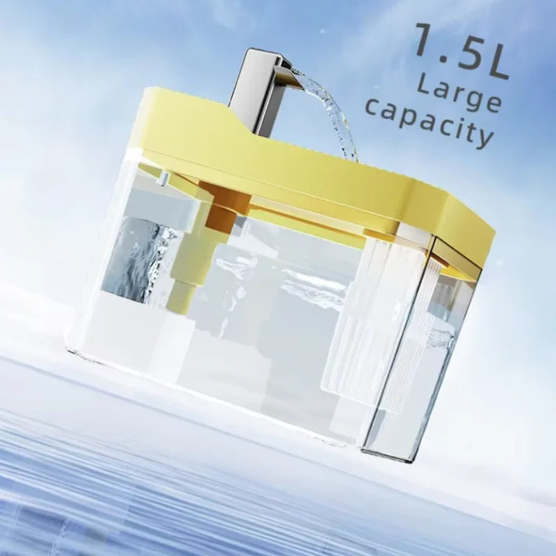 Fontaine à eau pour chat 1,5 L transparente – filtre et pompe USB-C