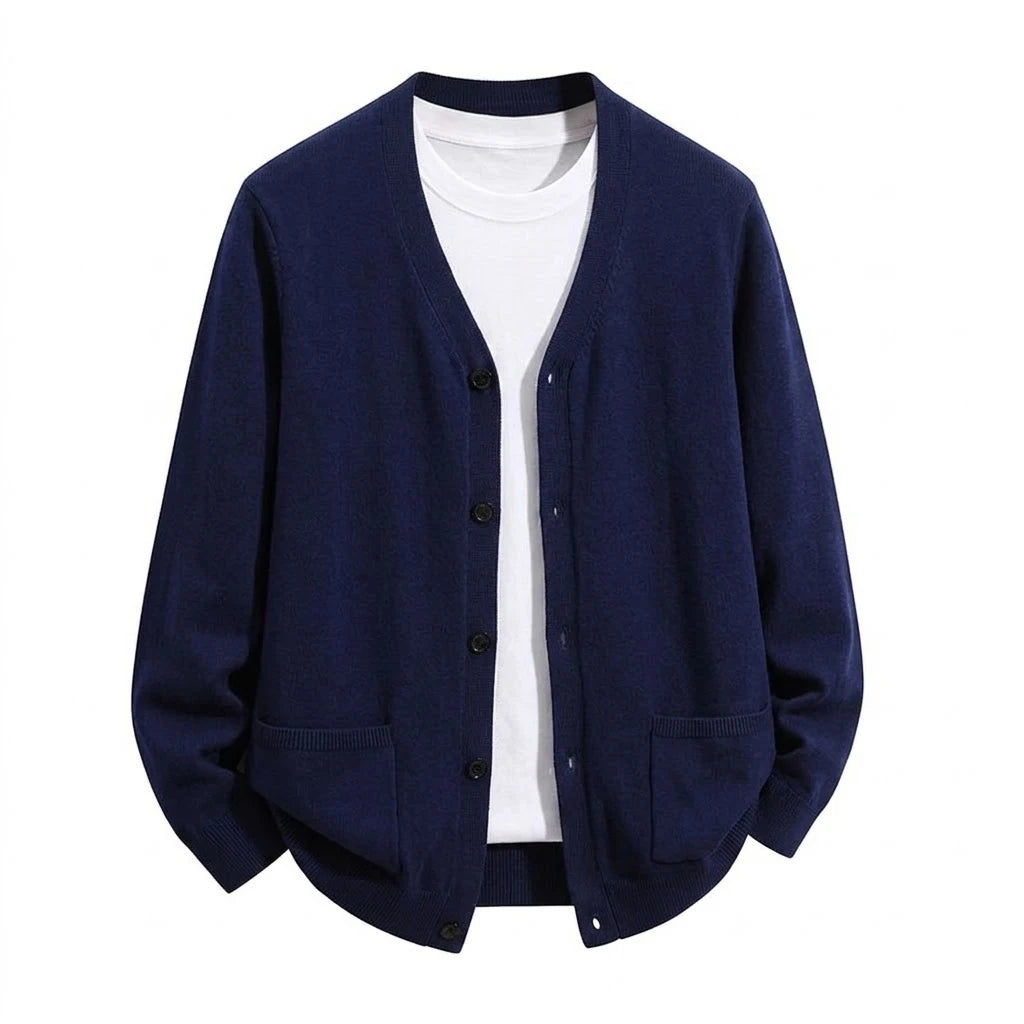 Cardigan homme en maille col V – boutonné