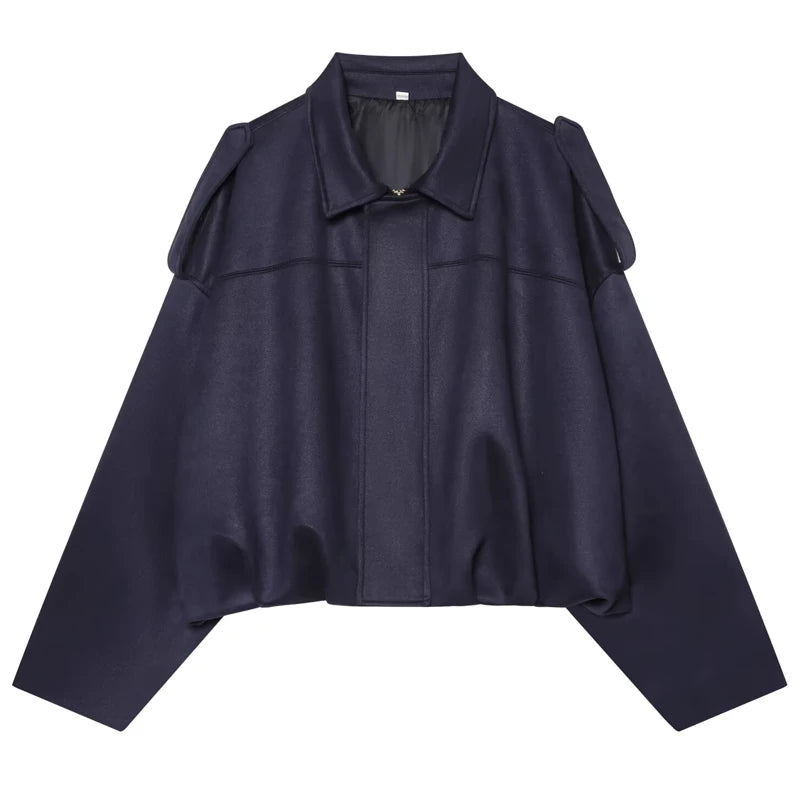 Blouson bomber court femme effet daim – oversize