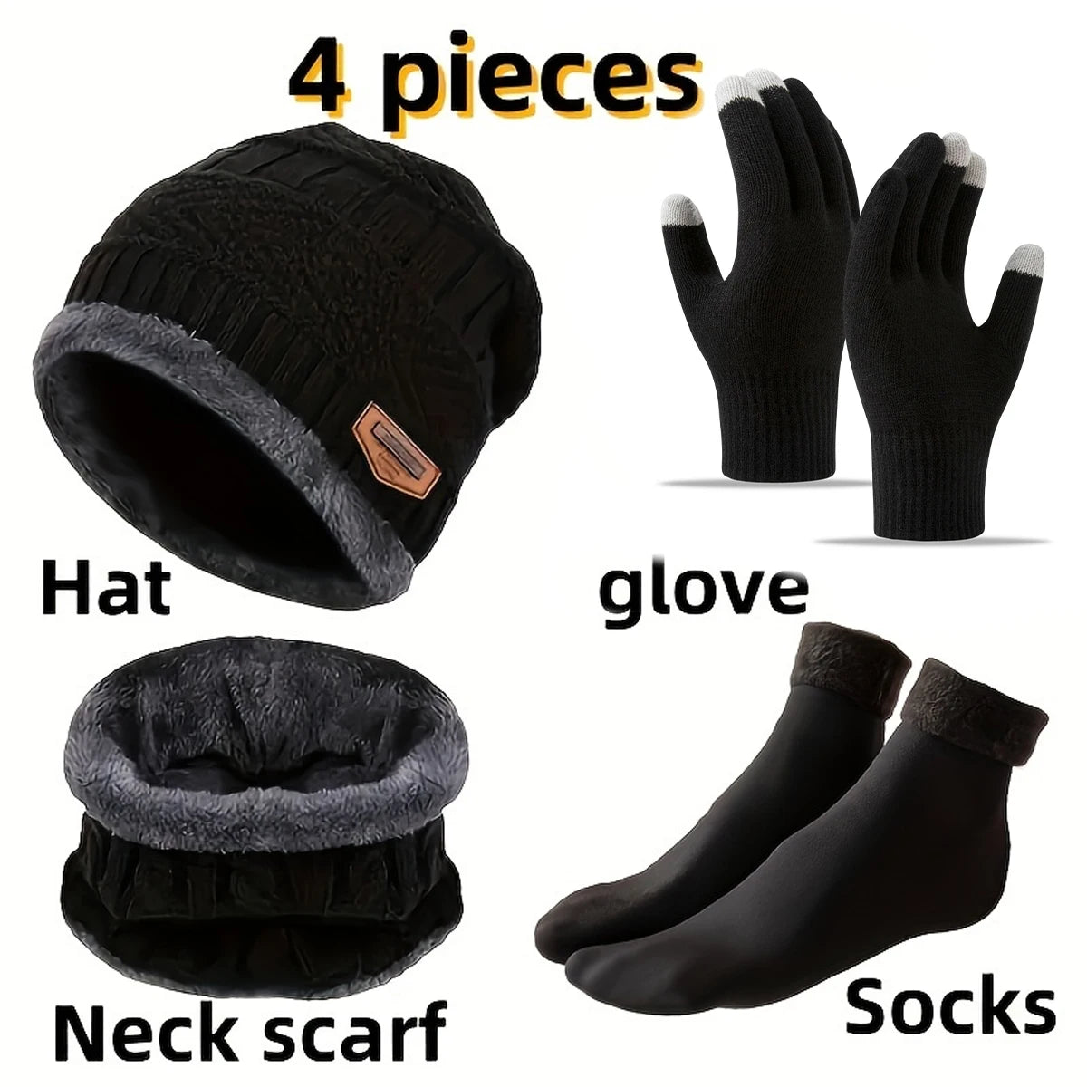 Ensemble bonnet, écharpe et gants doublés – 3, 4 ou 5 pièces