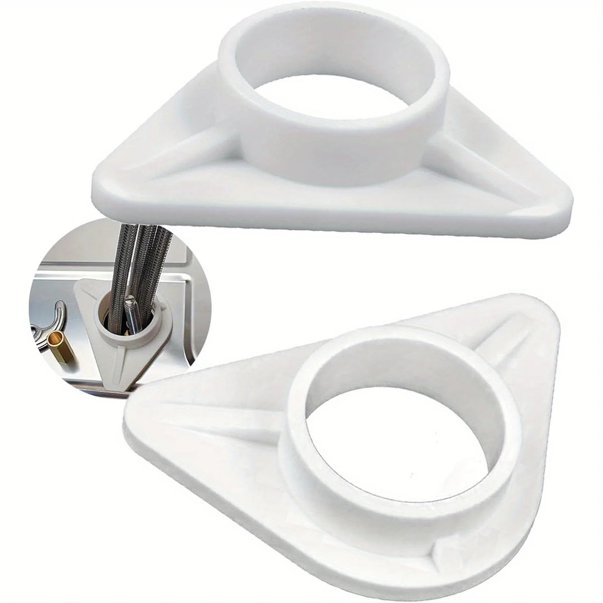 Lot de 2 plaques de renfort pour robinet en inox – trou 34 mm, stabilise le mitigeur