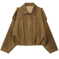 Blouson bomber court femme effet daim – oversize