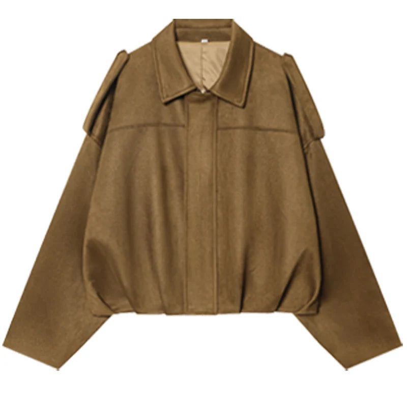 Blouson bomber court femme effet daim – oversize