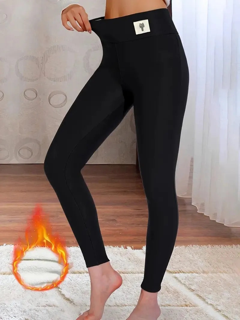 Pantalon jogging femme doublé polaire – taille haute, très chaud