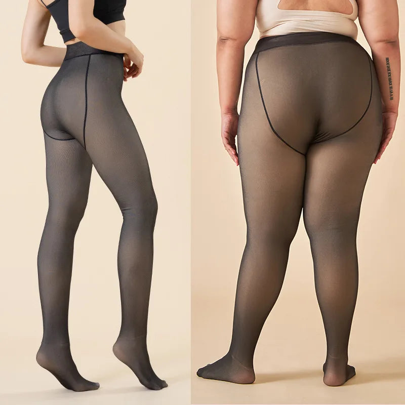 Collant polaire effet peau nue – doublé, taille haute, 3 épaisseurs