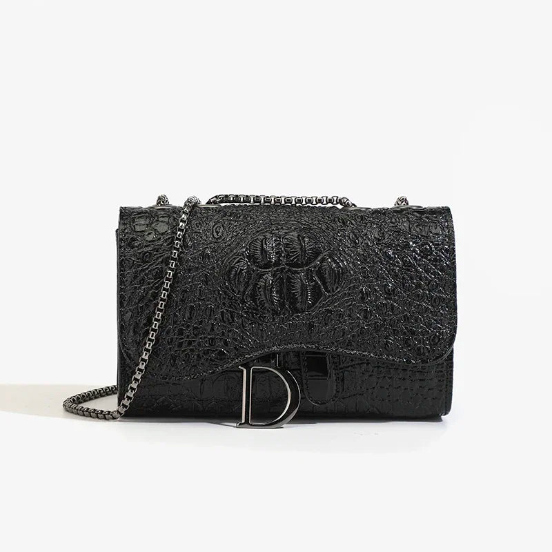 Sac à main femme effet croco à chaîne – soirée et quotidien