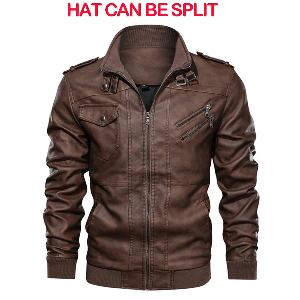 Veste en simili-cuir homme style motard