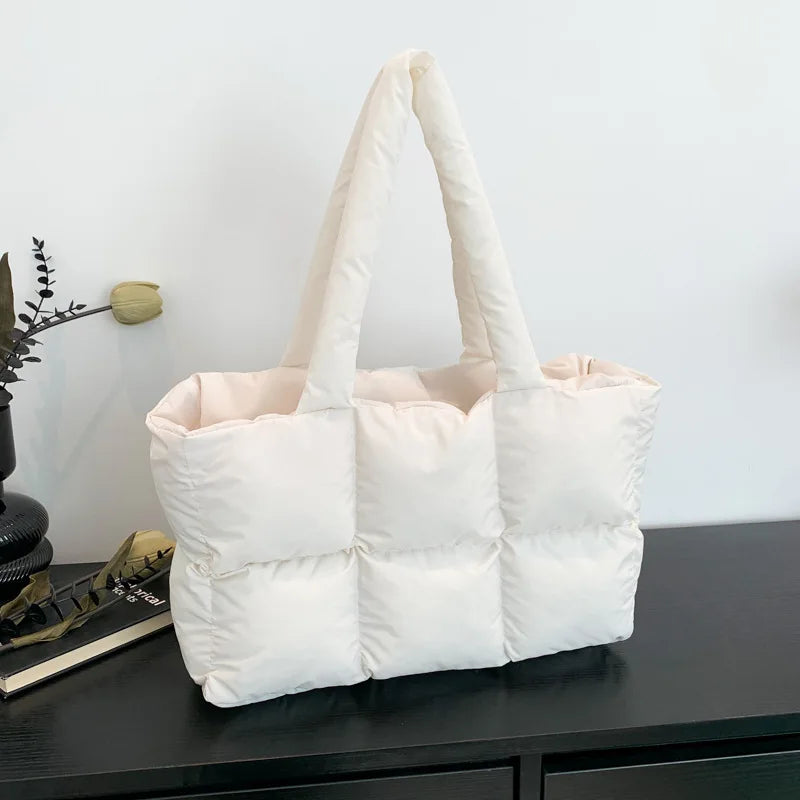 Sac cabas matelassé femme à carreaux – grand format