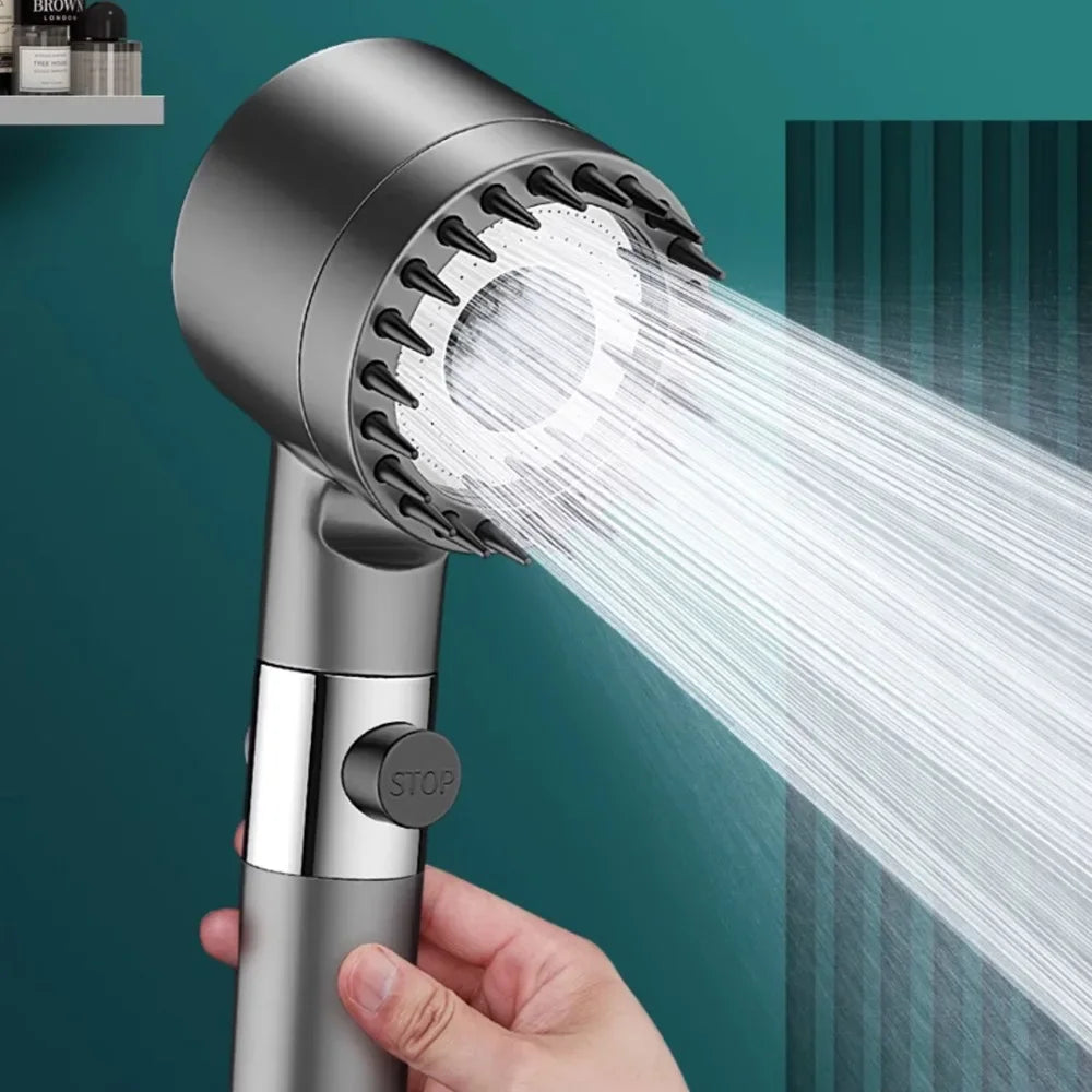Pommeau de douche haute pression avec filtre – 3 jets et brosse massante