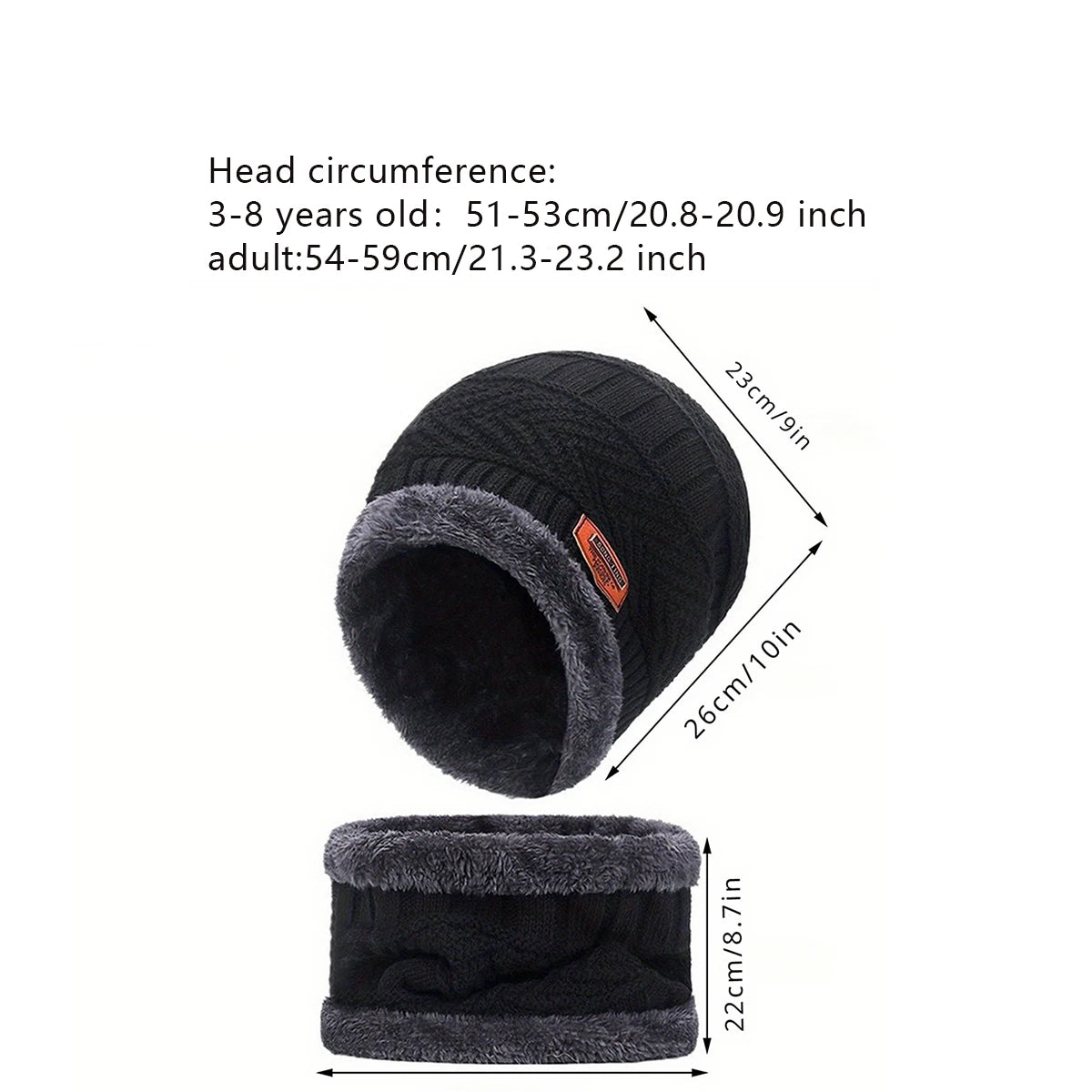 Ensemble d'hiver 4 pièces : bonnet, cache-cou, cache-oreilles et gants – doublure velours