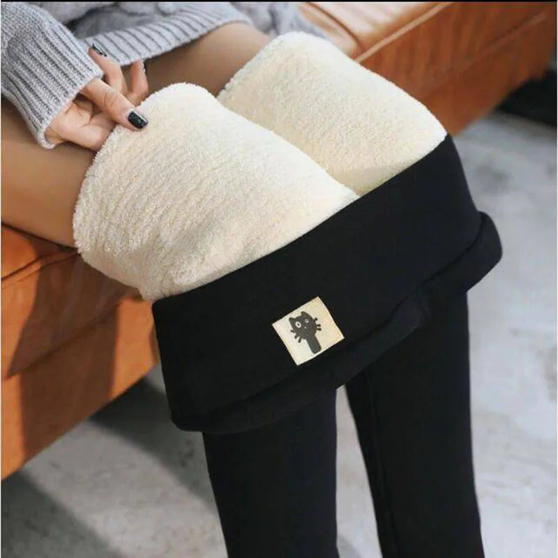 Pantalon jogging femme doublé polaire – taille haute, très chaud