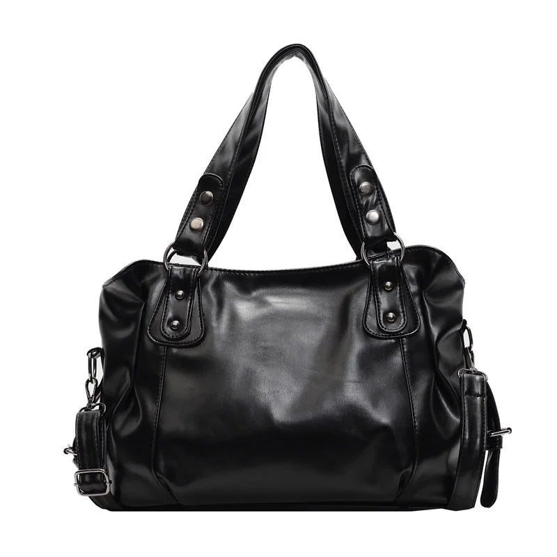 Grand sac porté épaule femme en simili-cuir souple – style rétro