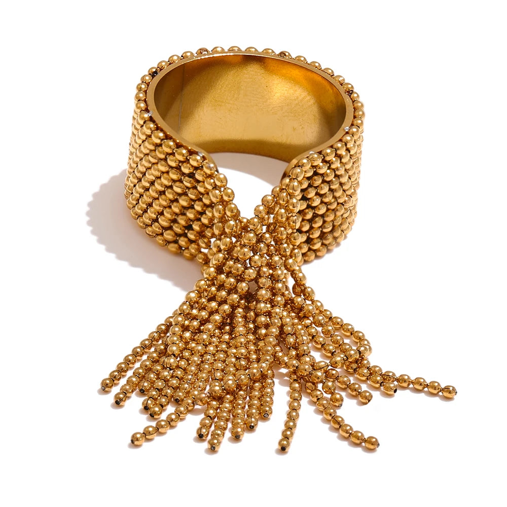 Bague chaîne en acier inoxydable – ajustable, finition dorée