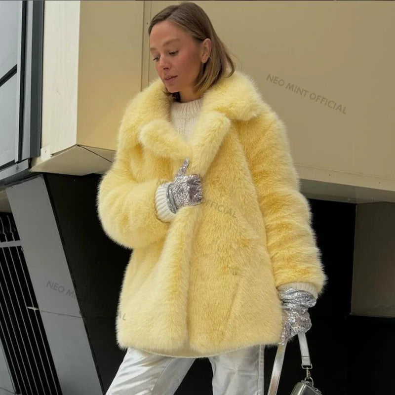 Manteau long femme en fausse fourrure – chaud et luxueux