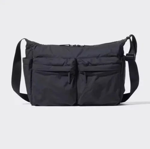 Sac bandoulière femme en nylon – multi-poches, grand format
