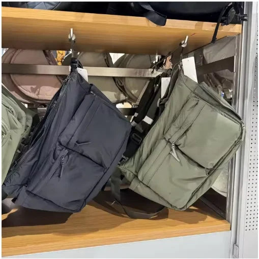 Sac bandoulière femme en nylon – multi-poches, grand format