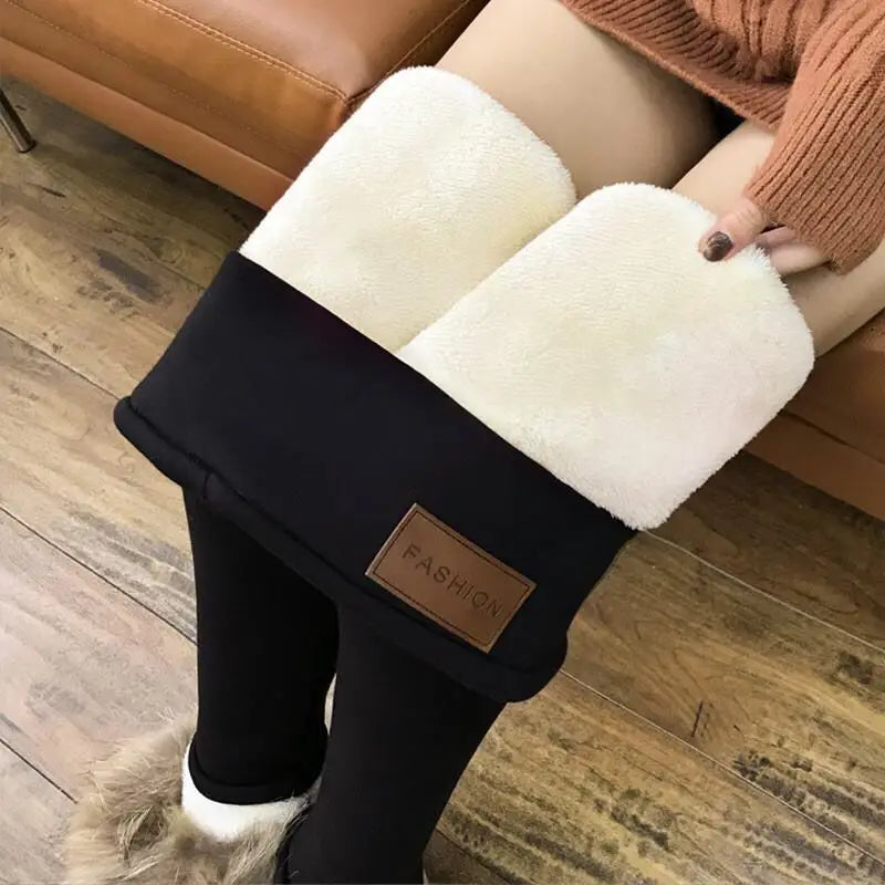 Pantalon jogging femme doublé polaire – taille haute, très chaud