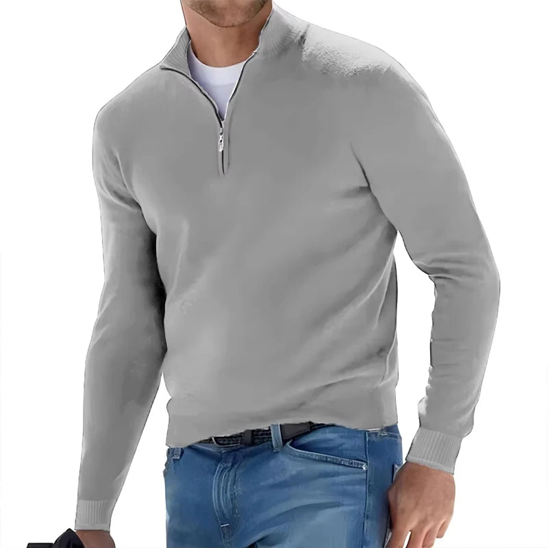 Sweat homme col demi-zip – chaud et uni