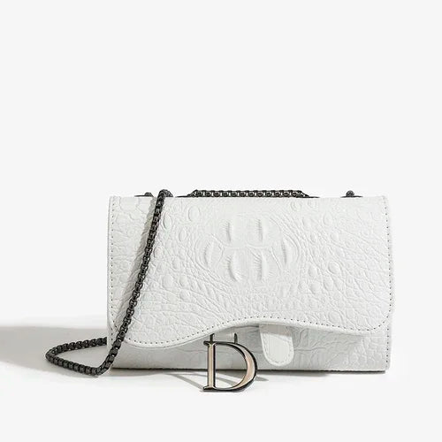 Sac à main femme effet croco à chaîne – soirée et quotidien