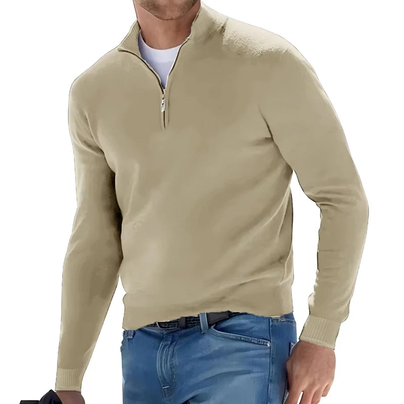 Sweat homme col demi-zip – chaud et uni