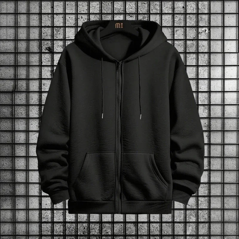 Survêtement homme 2 pièces uni – sweat zippé à capuche et jogging